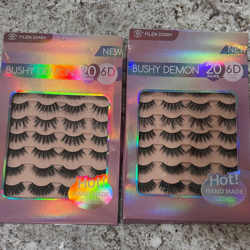 Bushy Demon 20 Pairs False Eyelashes - Black | 2 packs